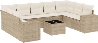 vidaXL Juego De Sof&aacute;s Jard&iacute;n Con Cojines Beige 10 Pzas Rat&aacute;n Sint&eacute;tico Vidaxl