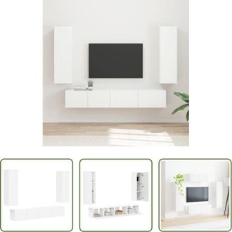 vidaXL Armadietto a muro - Set mobile TV Montaggio a parete 3 pcs Bianco Legno multistrato