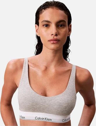 Calvin Klein Womens Icon Cotton Modal Lightly Lined Bralette, Grey Heather - Size: 1XL