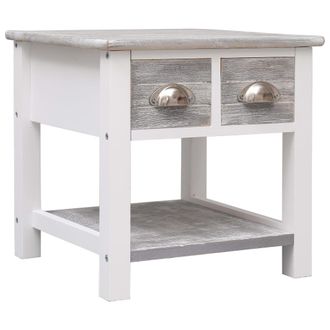 vidaXL Mesa Auxiliar Madera De Paulownia Gris 40x40x40 Cm Vidaxl
