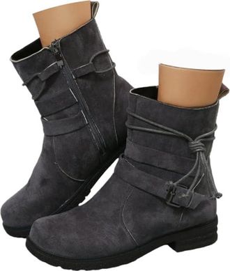 Generic Ankle Boots for Women UK Winter Boots for Women UK Vintage Casual Suede Lace Up Round Toe Chunky Block Low Heels Ankle Booties Western Cowgirl Cowboy 