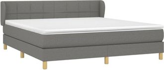 vidaXL Vidaxl - Cama Box Spring Con Colch&oacute;n Tela Gris Oscuro 160x200 Cm