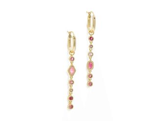 Kendra Scott Mini Elisa Abbie Huggie Womens Earrings Earring Gold Pink Mix, Brass/Rhodium-Plated
