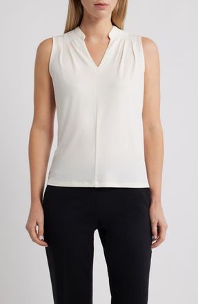 Anne Klein Pleat Shoulder Sleeveless Top in White Dove at Nordstrom, Size X-Large