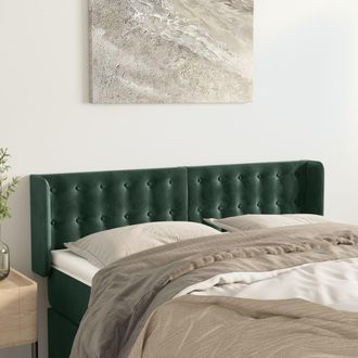 vidaXL Cabecero De Terciopelo Verde Oscuro 147x16x78/88 Cm Vidaxl
