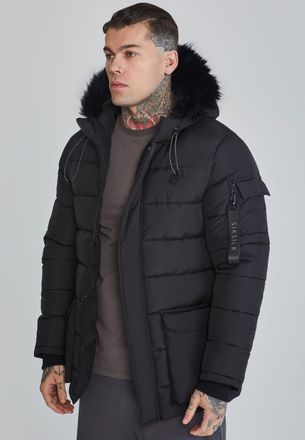 Siksilk Parka negra para hombre SikSilk S