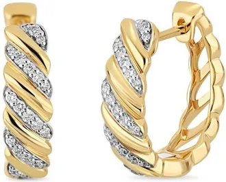Bony Levy 18K Gold Cleo Diamond Twisted Hoop Earrings, 14mm in 18K Yellow Gold/diamond at Nordstrom