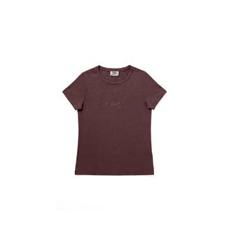 Freddy T-shirt donna girocollo con grafica dorata e fondo stondato