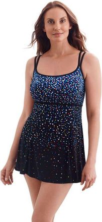 Longitude Empire Princess Seam Long Torso Swim Dress in Sprinkles at Nordstrom, Size 18