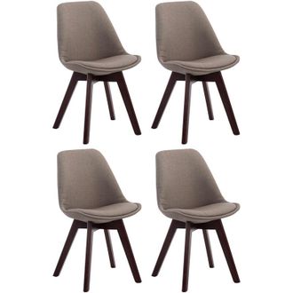 Clp Clp - Set De 4 Sillas Borneo Para Comedor En Tela Gris Topo Nogal