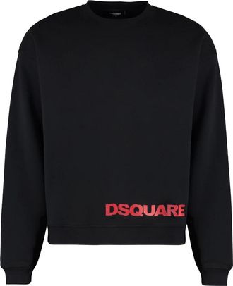 Dsquared2 Sweatshirts, male, Black, Size: XL Logo Detail Cotton Sweatshirt