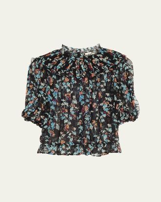 Ulla Johnson Solene Puff-Sleeve Silk Chiffon Blouse