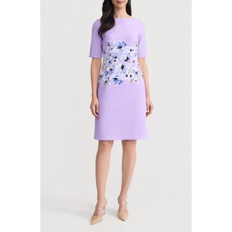 Kasper Floral Print Sheath Dress in Lavndr Mist at Nordstrom, Size 16