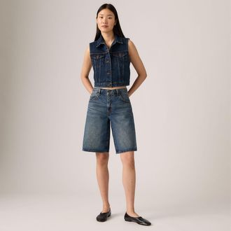 Levi's Baggy Dad Jorts - Womens - 23 - Dark Wash / Hinged Heart Jort