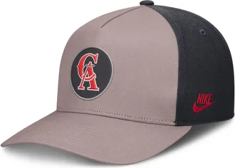 Nike Los Angeles Angels Cooperstown Rise Nike Mens MLB A-Frame Adjustable Hat in Brown | NB1A0ILJA93-LCD