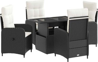 vidaXL Juego De Comedor Para Exteriores 5 Uds. Negro Y Crema Vidaxl
