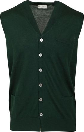 Ballantyne V-neck Vest - male - Ballantyne - Cardigans - Green - XL - Knitwear