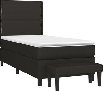 vidaXL Vidaxl - Cama Box Spring Con Colch&oacute;n Tela Negro 90x190 Cm