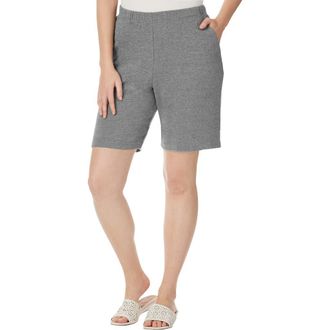Jessica London Soft Ease Knit Shorts in Medium Heather Grey at Nordstrom, Size Small