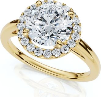 Pompeii3 Certified 1 3/4Ct Halo Round Cut Diamond Engagement Ring 14k Gold Lab Grown