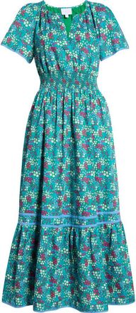 Sugarlips Punta Alta Ordy Smocked Midi Dress in Green-Blues at Nordstrom, Size X-Small