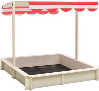 vidaXL Vidaxl - Arenero Con Tejado Ajustable Madera Abeto Blanco Y Rojo Uv50