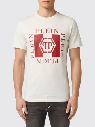 Philipp Plein T-shirt girocollo in cotone con logo a contrasto sul petto