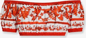 Dolce & Gabbana Top in cotone con stampa Maiolica - DOLCE & GABBANA - gender_Woman