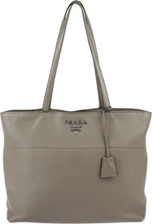 Prada Gray Handbag Shoulder Bag Tote Bag (Pre-Owned)