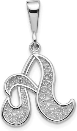 Diamond2Deal 10K White Gold Filigree Initial A Pendant