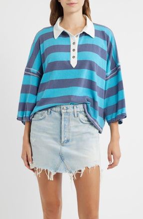 Free People Auggie Stripe Top in Night Shadow/Tropica at Nordstrom, Size X-Large