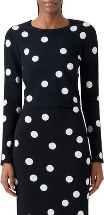 Akris Polka Dot Jacquard Fitted Sweater in Black-Cream at Nordstrom, Size 14