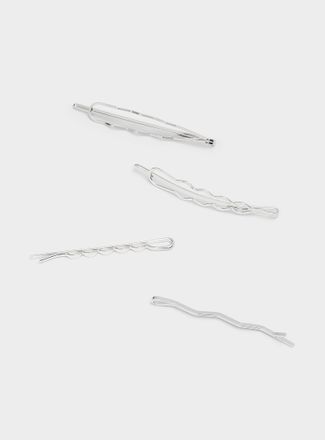 Simons Womens Wavy metallic barrettes Set of 4