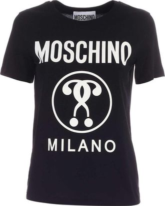 Moschino Heren Dubbel Vraagteken T-Shirt (Zwart)