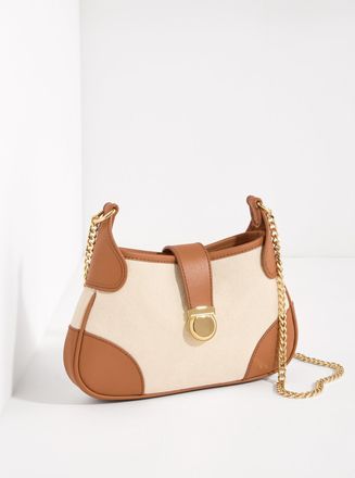 Talbots Leather Canvas Crossbody Bag - Natural/Havana Tan - 001 - 100% Cotton Talbots