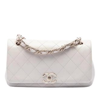 Chanel Pre-owned Vintage Quilted Flap Crossbody - Dames - Pre-owned - Wit - Maat: ONE Size Leer
