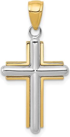 Diamond2Deal 14k Two-tone Gold Cross Pendant