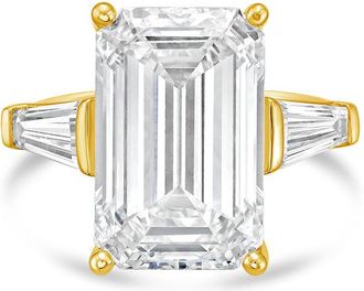 Diana M. Jewels 18kt Yellow Gold 5.00 ct tw Emerald Cut with two Long Baguettes on the side Engagement Ring (Single Claw)