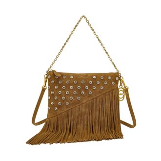 La Carrie Shoulder Bags, female, Brown, Size: ONE SIZE Fringes Clutch Bag