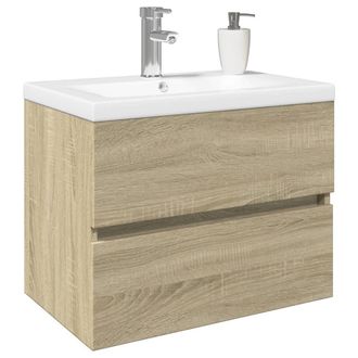 Berkfield Home Durable 2 Piece Bathroom Furniture Set Ceramic & Engineered Wood in Brown