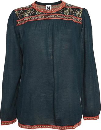 Missoni floral-embroidered knit top - Blue