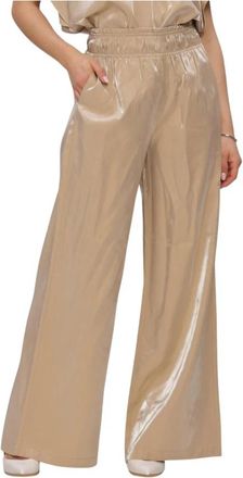 Nukus Rubi Broek Glanzend - Dames - Wijde Broeken - Beige - XL - Broeken
