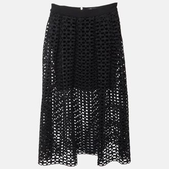Maje Black Synthetic Knit Cut Out Midi Skirt