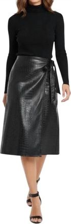 Toccin Beatrice Embossed Crocodile Midi Wrap Skirt In Black