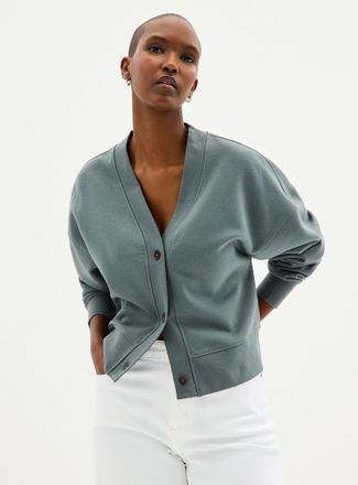 Contemporaine Womens Fleece-lined boxy-fit cardigan