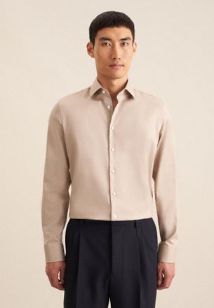 Seidensticker Businesshemd SEIDENSTICKER Schwarze Rose, Herren, Gr. M (40), normale &Auml;rmell&auml;ngen, beige (sand), 100% Baumwolle, unifarben, skinny fit, 2-Knopf-Mansch