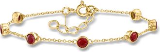 Ross-Simons Bezel-Set Ruby Station Bracelet in 18kt Gold Over Sterling