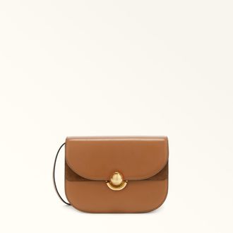 Furla Sfera Crossbody S Brandy Brown Soft Calf Leather + Suede Woman