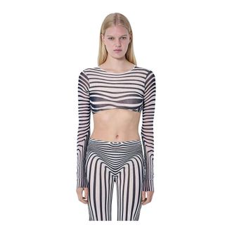 Jean Paul Gaultier Tops, Dames, Grijs, M, Re-Edition The Body Morphing Crop Top