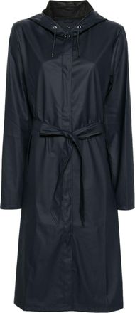 Rains long A-Line W Jacket - women - Polyurethane/Polyester - M - Blue